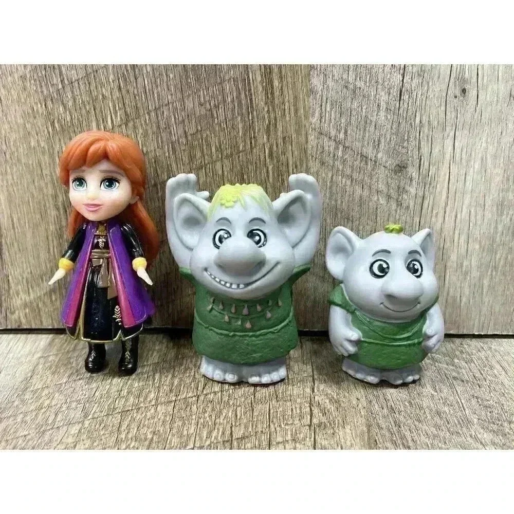 Lot of 3 Disney Frozen Anna & Surprise Stone Troll Father Son Figures Small